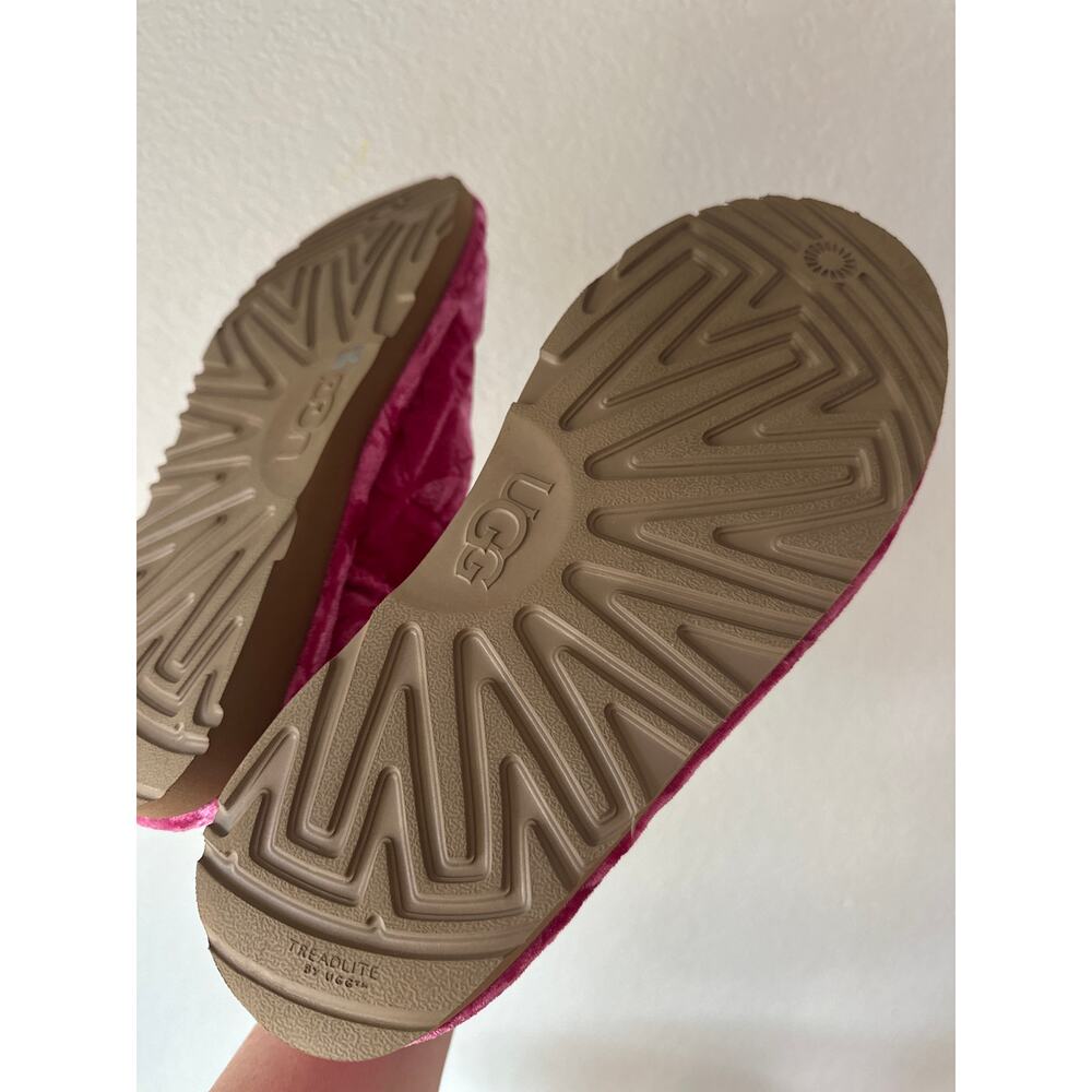 UGG Raspberry Pink Crushed Velvet Mini Boots Shearling Wool Cozy Luxe Size 6 - Picture 3 of 6